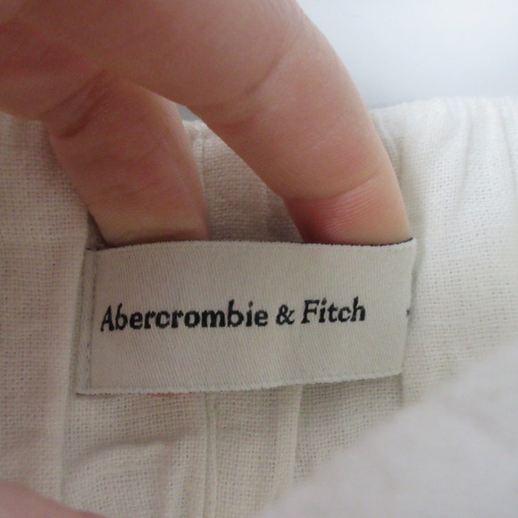 Abercrombie & Fitch Womens Wide Leg Linen Blend Pants White Size S Coastal - Picture 9 of 14